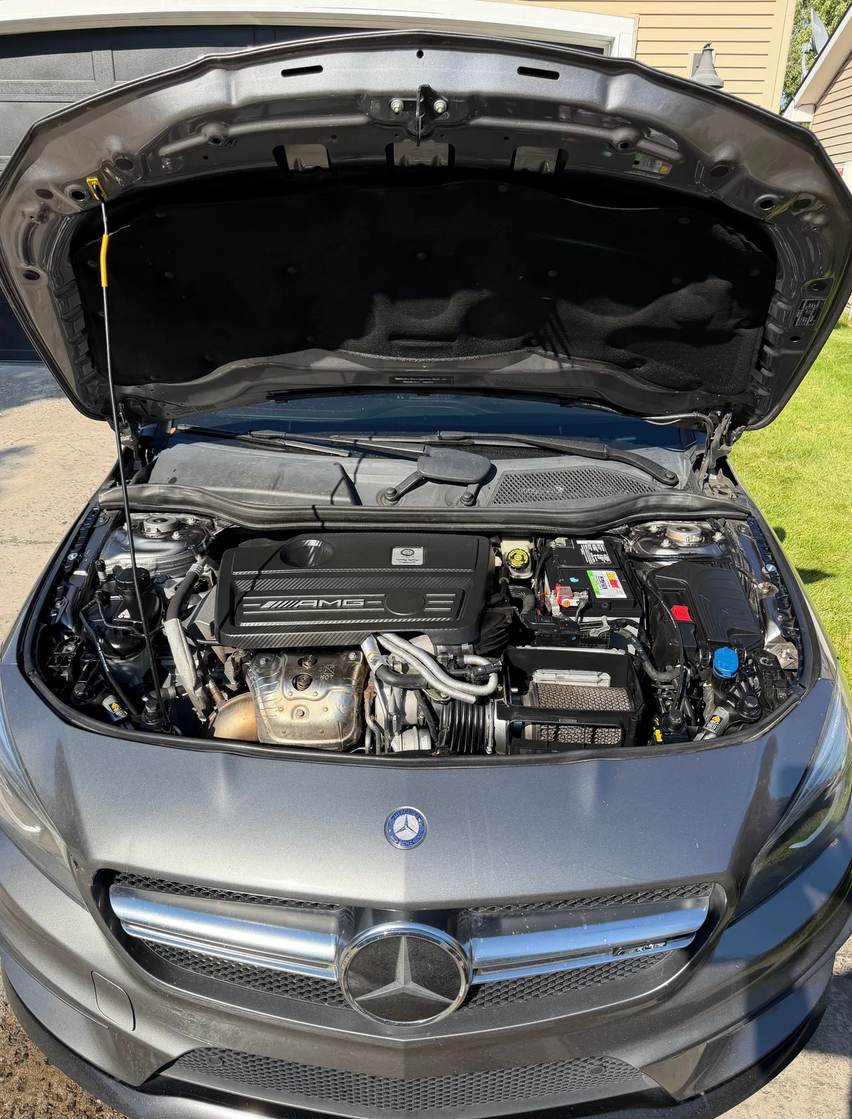 Mercedes-AMG engine bay after detailing
