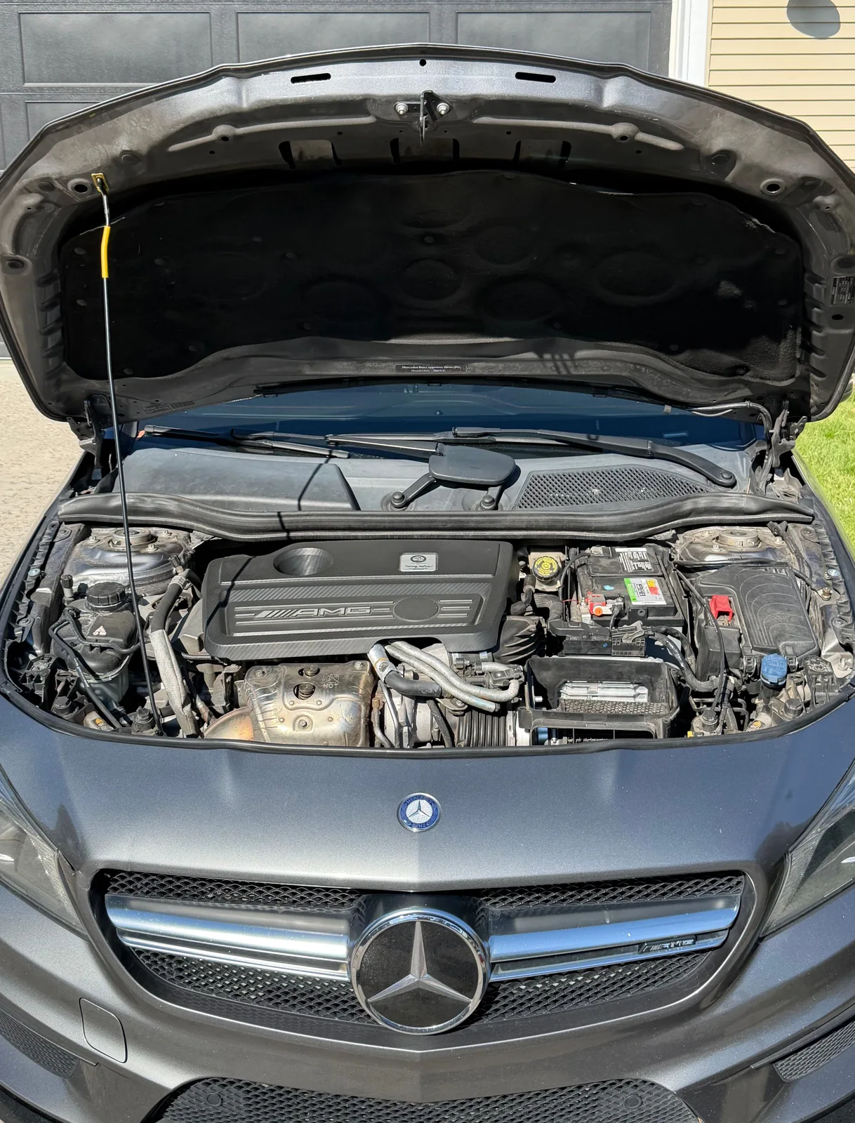 Mercedes-AMG engine bay before detailing