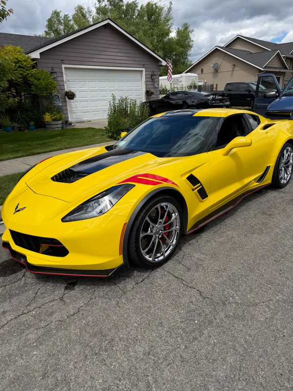 Yellow Chevrolet Corvette Z06 after exterior detail