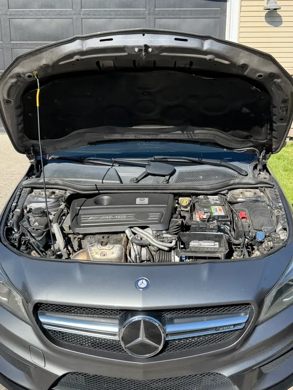 Mercedes-AMG engine bay before detailing
