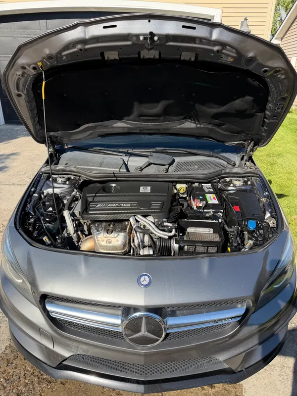 Mercedes-AMG engine bay after detailing