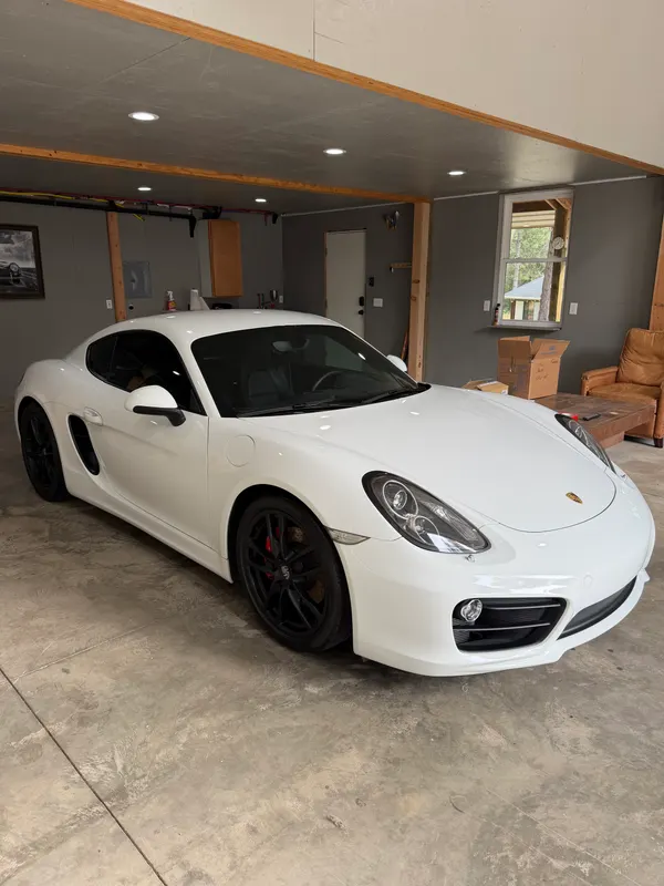 White Porsche Cayman S after full detail